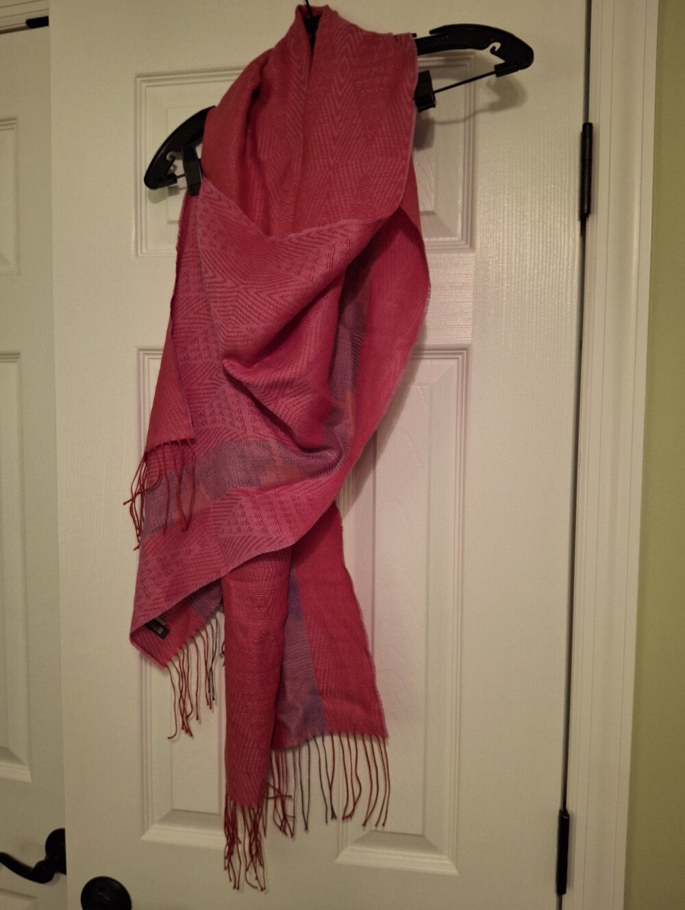 Silk And Baby Alpaca Pink And Purple Woven Fringe Scarf